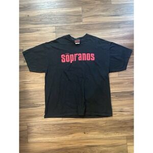 The Sopranos Y2K Mens Size 2XL Black with Red Letters T-Shirt HBO Merchandise